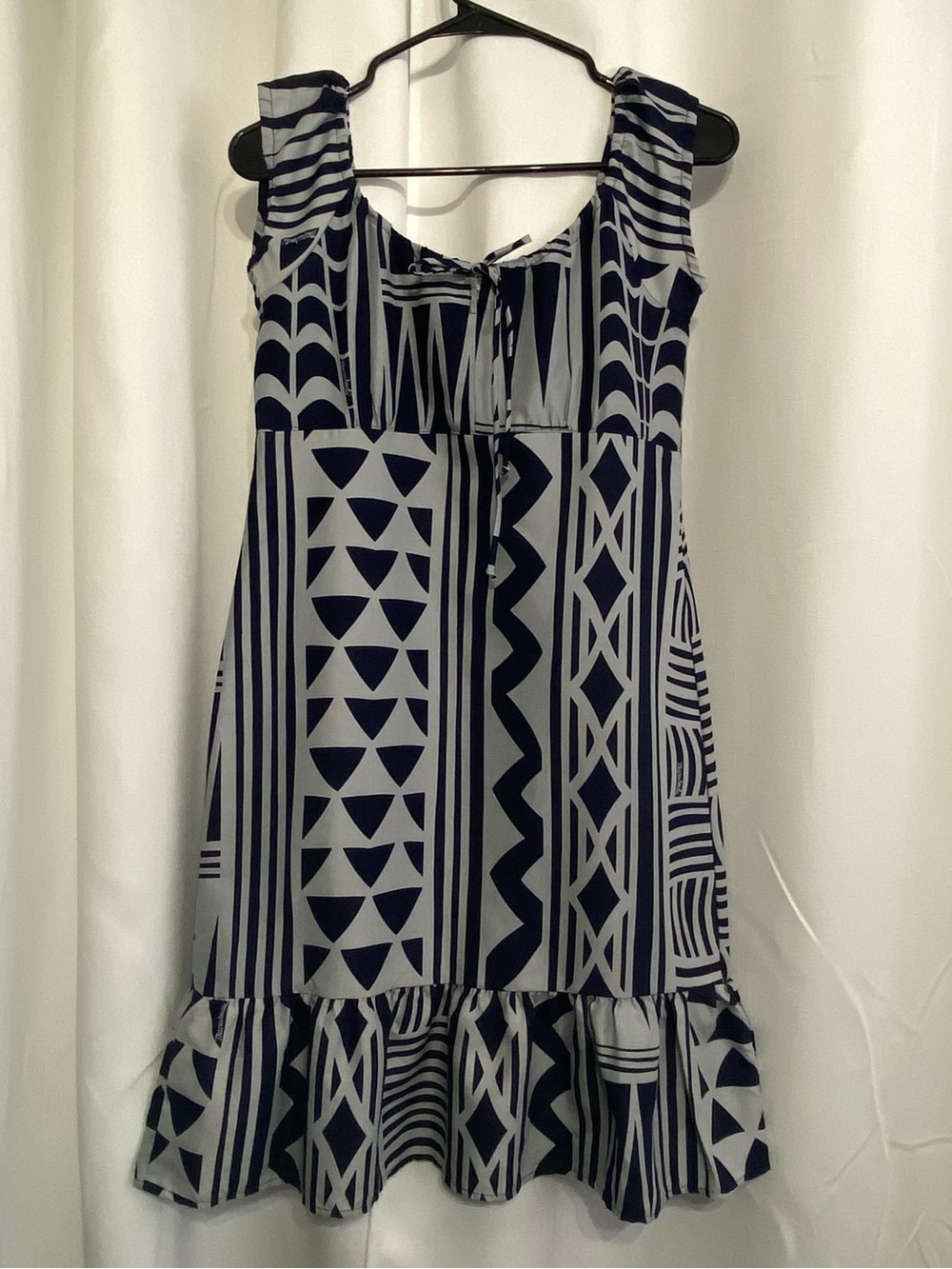 Manuheali'i Navy & Gray Hawaiian Tribal Womens Dress Large Fits As A Small